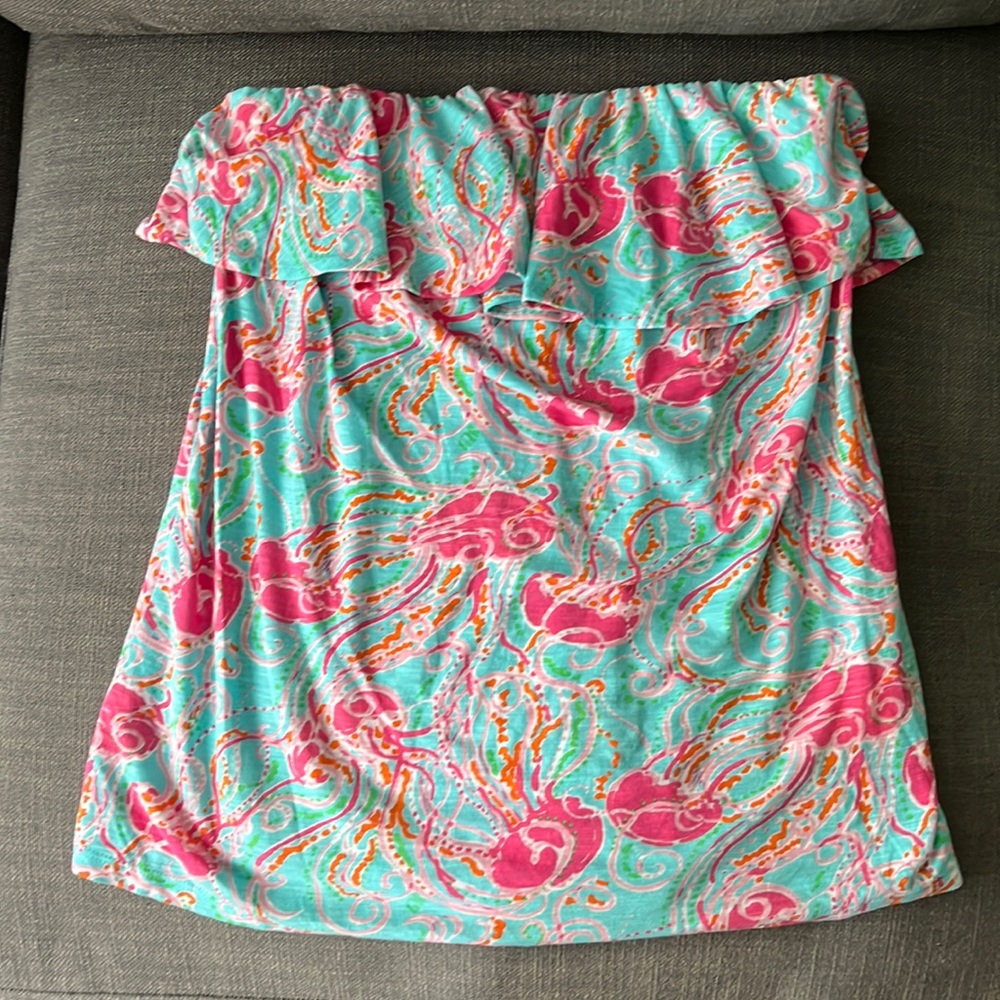 Lily Pulitzer- Off the Shoulder Printed Ruffle Top, Size L